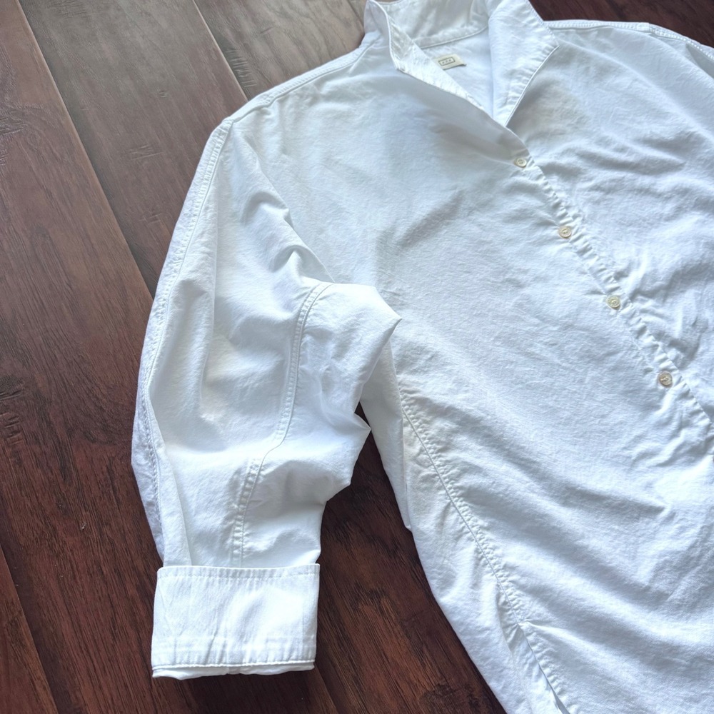 AYR The Tate Shirt Large White Cotton Oxford Stand Collar Oversized Minimalist - Picture 6 of 16